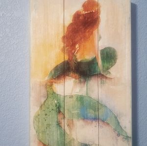 Mermaid wood watercolor wall art